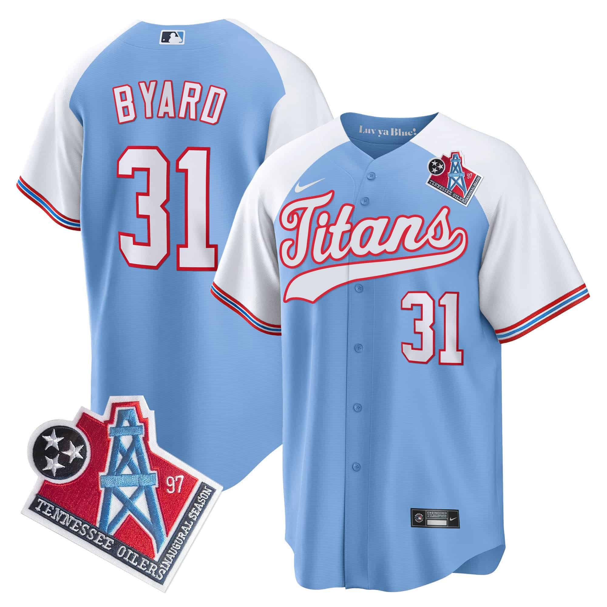 Men Tennessee Titans 31 Byard Light Blue Nike 1997 Throwback Limited Cool Base NFL Jersey style 1